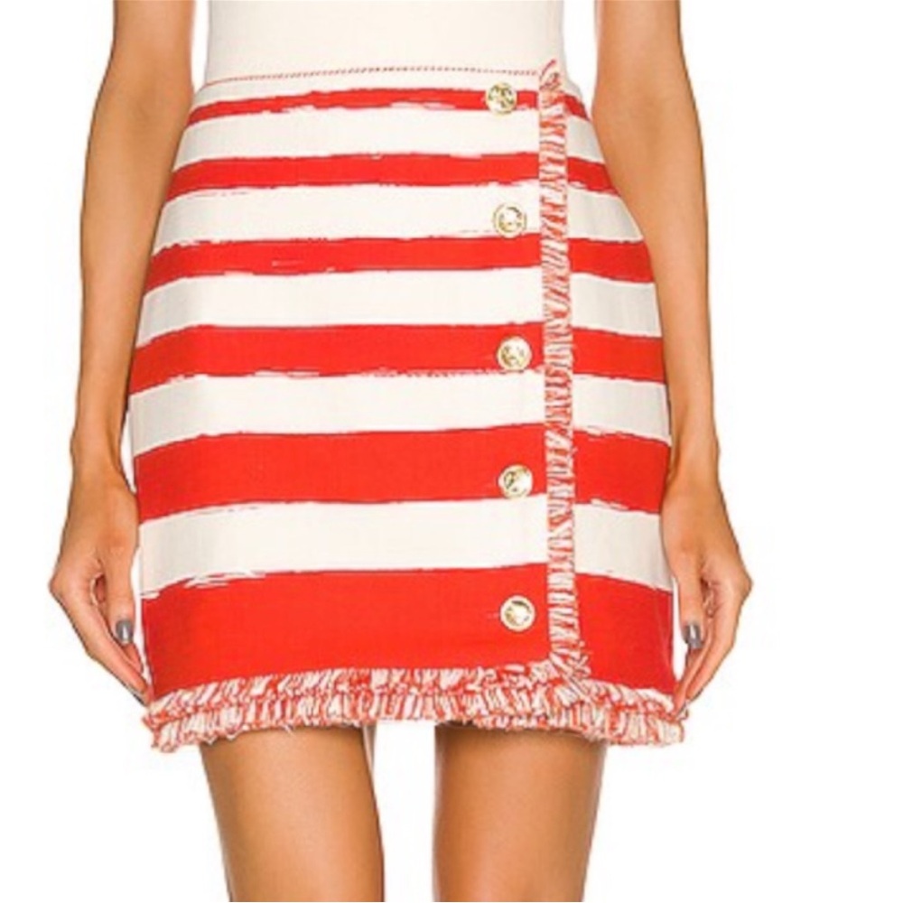Zimmermann Red and White Striped A-Line Skirt